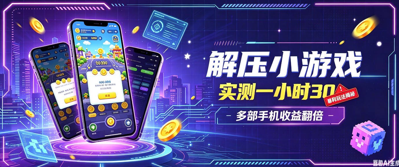 小游戏全流程玩法,实测一小时搞30,简单无脑解压,当天做当天就能看到进账,直接冲就行【揭秘】-鼎铸网