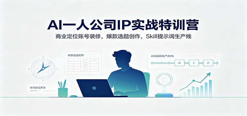 AI一人公司IP实战特训营：商业定位账号装修，爆款选题创作，Skill提示词生产线-鼎铸网