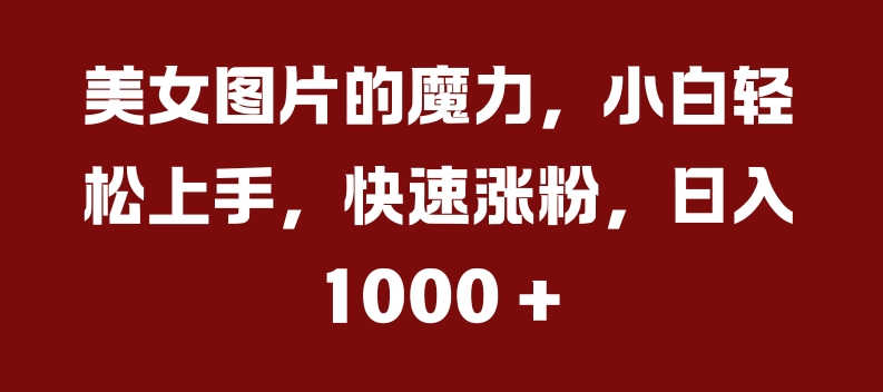 d52859d271becb10a7b38d5cfa5372d4.jpeg 美女图片的魔力,小白轻松上手,快速涨粉,日入几张【揭秘】