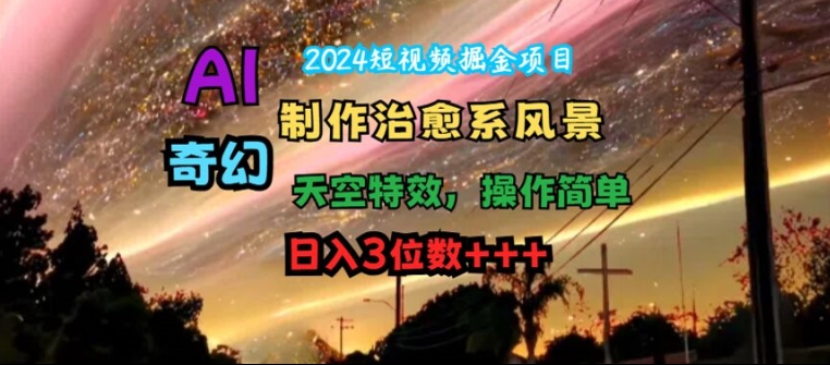 d52ee0d73af499110372f9f44380957c.jpeg 2024短视频掘金项目,AI制作治愈系风景,奇幻天空特效,操作简单,日入3位数【揭秘】