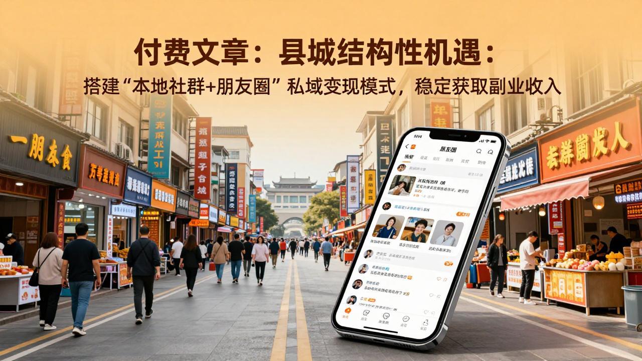 付费文章:县城结构性机遇:搭建“本地社群+朋友圈”私域变现模式,稳定获取副业收入-鼎铸网