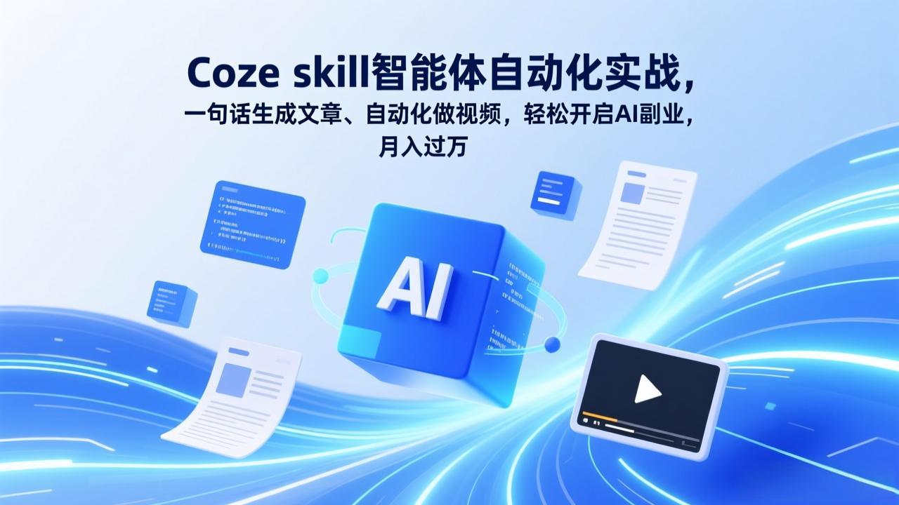d5d84882461730c499d6524907b619eb.jpeg Coze skill智能体自动化实战,一句话生成文章、自动化做视频,轻松开启AI副业,月入过万