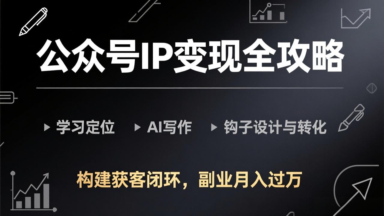 d6426d4d6111c49ea3230d2b5f934b40.jpeg 公众号IP变现全攻略-更新,学习定位、AI写作、钩子设计与转化,构建获客闭环,副业月入过万