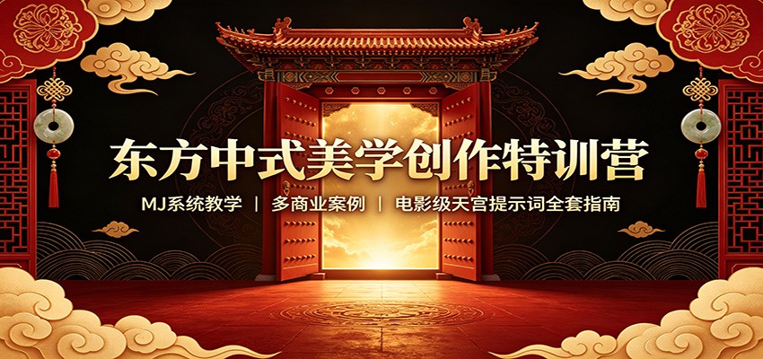 东方中式美学创作特训营：MJ系统教学，多商业案例，电影级天宫提示词全套指南-鼎铸网