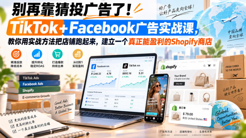 d707a91443e692abf5ca9087d47f25d1.jpeg 别再靠猜投广告了!TikTok+Facebook广告实战课,教你用实战方法把店铺跑起来,建立一个真正能盈利的Shopify商店【原创双语字幕】