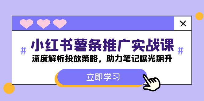 小红书-薯条推广实战课：深度解析投放策略，助力笔记曝光飙升-鼎铸网