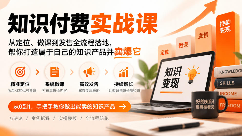 知识付费实战课:从定位、做课到发售全流程落地,帮你打造属于自己的知识产品并卖爆它-鼎铸网