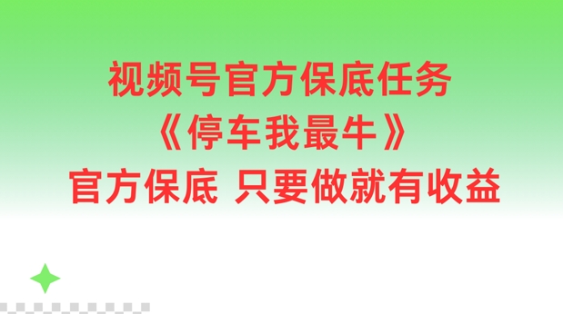 d819f6f9a52b9ca287e359e94f5befe3.jpeg 视频号官方保底任务,停车我最牛,官方保底只要做就有收益【揭秘】