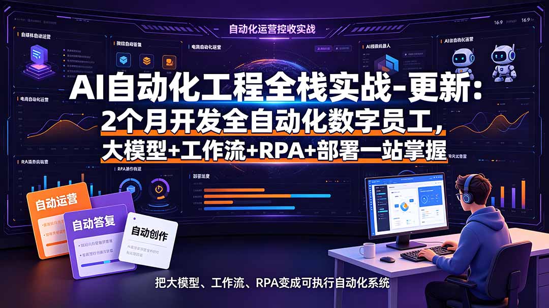 d858e869342d09c2e3b11ef061c70311.jpeg AI自动化工程全栈实战-更新:2个月开发全自动化数字员工,大模型+工作流+RPA+部署一站式掌握