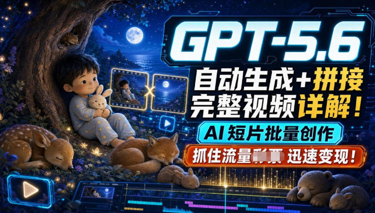 GPT-5.6自动生成＋拼接完整视频详解，AI短片批量创作，抓住流量迅速变现！-鼎铸网