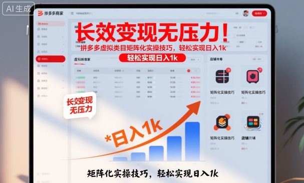 d8819d4dcf62b972bc1ef76b7604a7e2.jpeg 长效变现无压力!拼多多虚拟类目矩阵化实操技巧,轻松实现日入1k【揭秘】