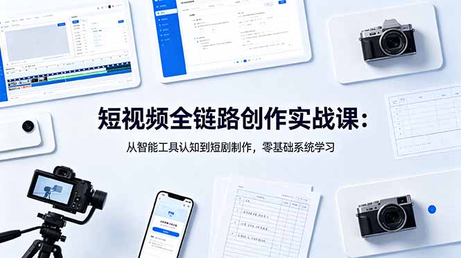 短视频全链路创作实战课:从智能工具认知到短剧制作,零基础系统学习-鼎铸网