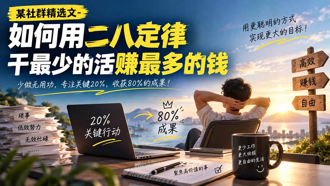 d8a6b19d4868b510e41d731e69264ade.jpeg 某社群精选文-如何用二八定律干最少的活赚最多的钱