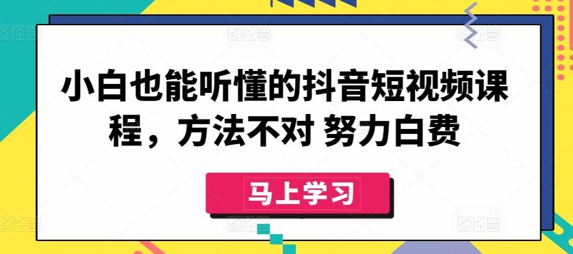 da370d15484a2a988e758a34b2d9f6e8.jpeg 小白也能听懂的抖音短视频课程,方法不对 努力白费