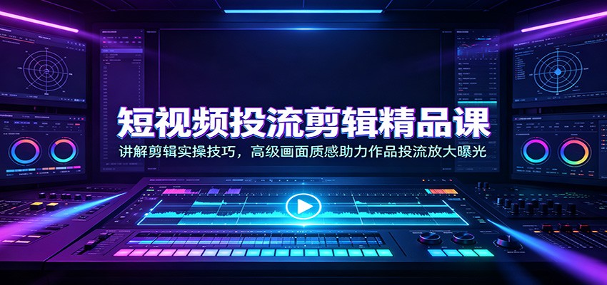短视频投流剪辑精品课：讲解剪辑实操技巧，高级画面质感助力作品投流放大曝光-鼎铸网