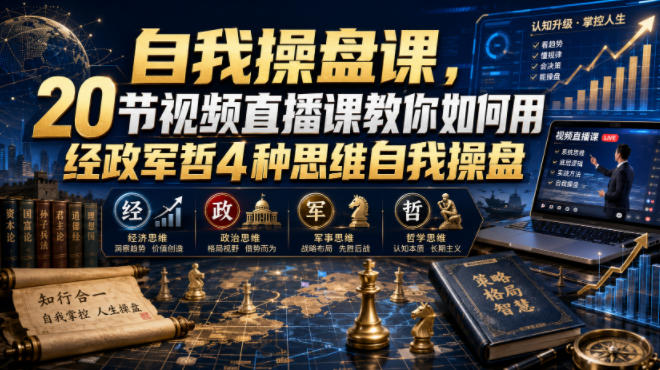 【无水印】自我操盘课,20节视频直播课教你如何用经政军哲4种思维自我操盘(更新0924)-鼎铸网