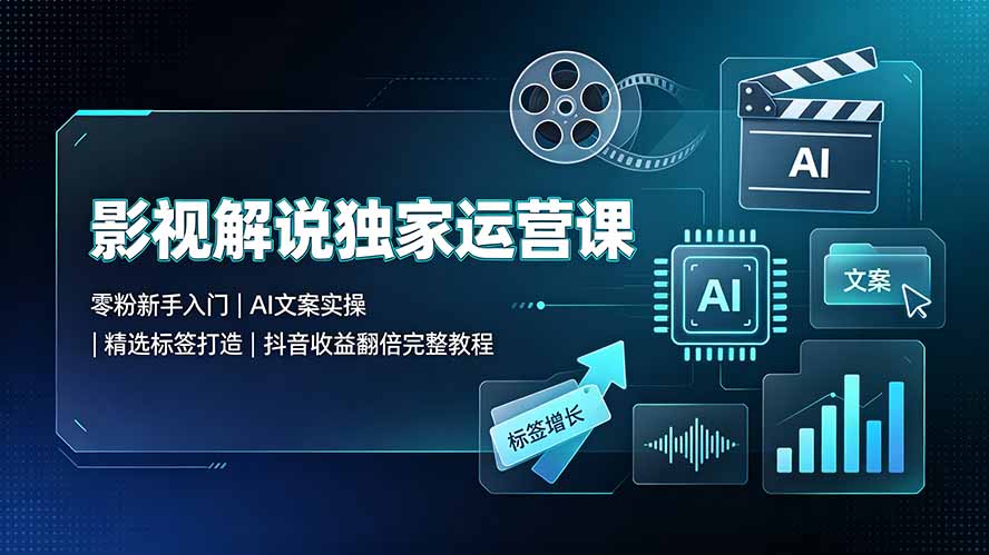 影视解说独家运营课:零粉新手入门|AI文案实操|精选标签打造|抖音收益翻倍完整教程-鼎铸网