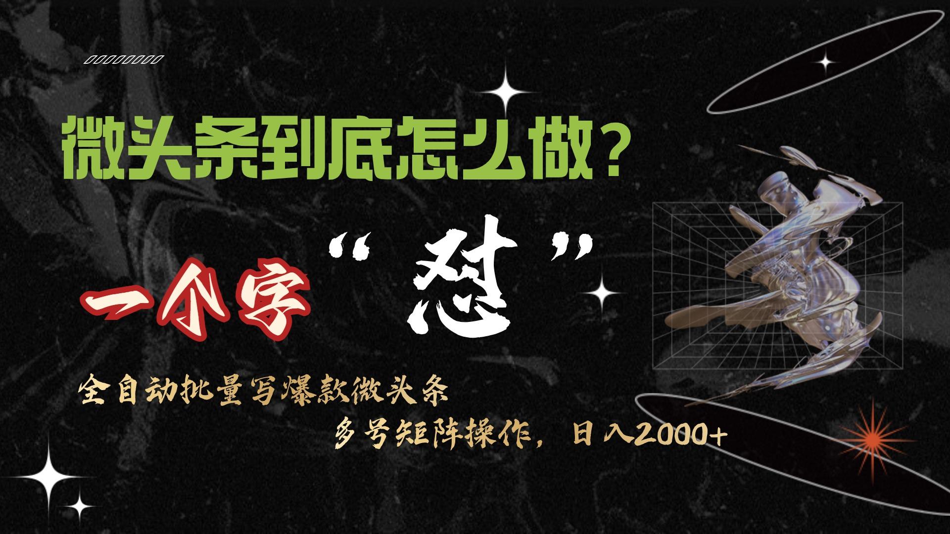 (9809期)微头条最新最强连怼操作，10分钟50条，真正解放双手，月入1w+-鼎铸网