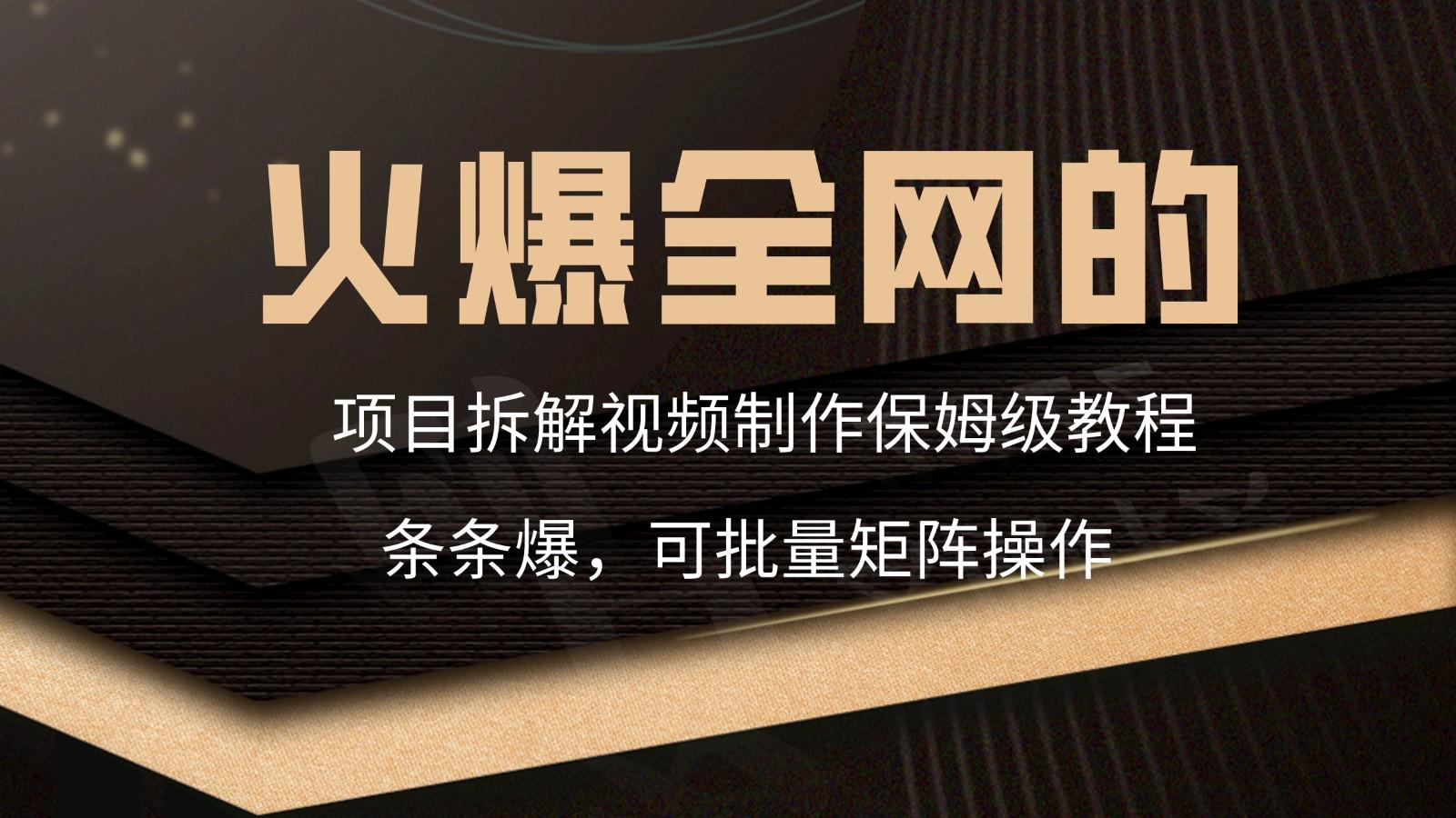 火爆全网的项目拆解类视频如何制作，条条爆，保姆级教程-鼎铸网