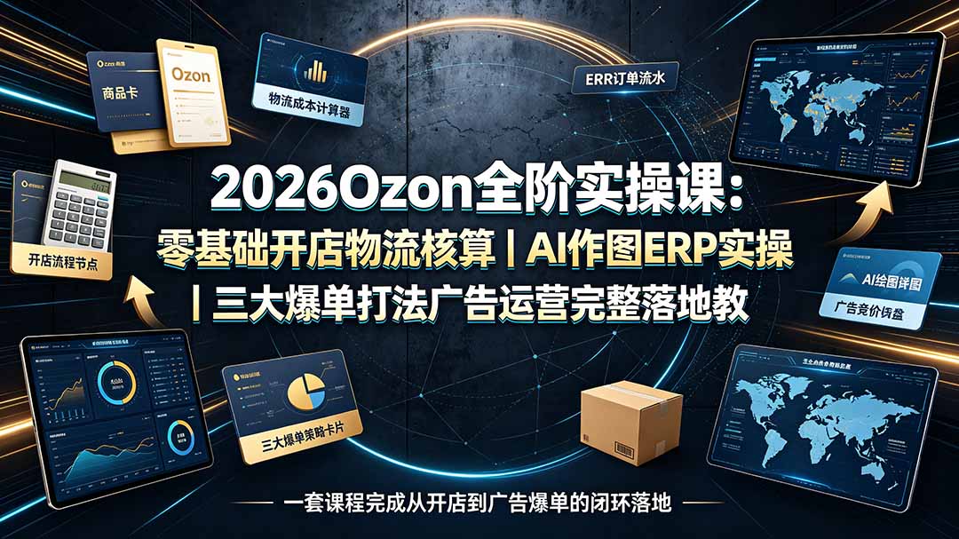 dc7d10adc45c49e0592782d396f1917b.jpeg 2026Ozon全阶实操课:零基础开店物流核算|AI作图ERP实操|三大爆单打法广告运营完整落地教程