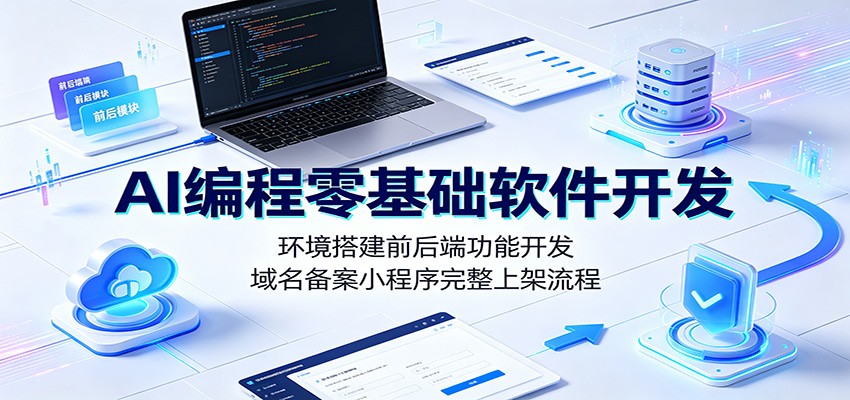 AI编程零基础软件开发：环境搭建前后端功能开发，域名备案小程序完整上架流程-鼎铸网