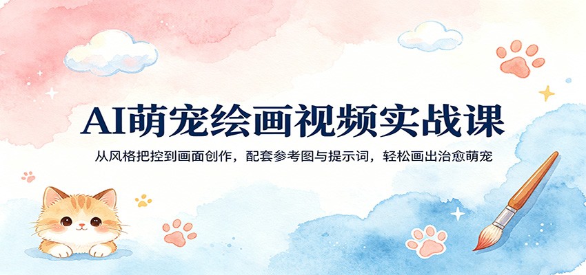 AI萌宠绘画视频实战课：从风格把控到画面创作，配套参考图与提示词，轻松画出治愈萌宠-鼎铸网
