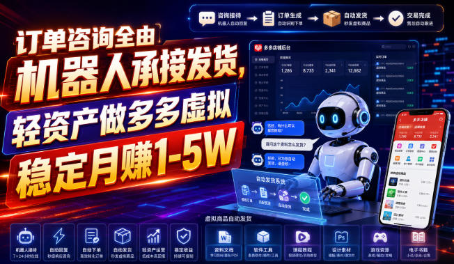 dd271b9d2c4e812021b3a589bd42faa4.jpeg 订单咨询全由机器人承接发货,轻资产做多多虚拟稳定月賺1-5W【揭秘】