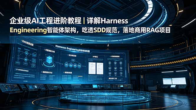 dd664a70d8c29e140bd5b38c87418c65.jpeg 企业级AI工程进阶教程|详解Harness Engineering智能体架构,吃透SDD规范,落地商用RAG项目