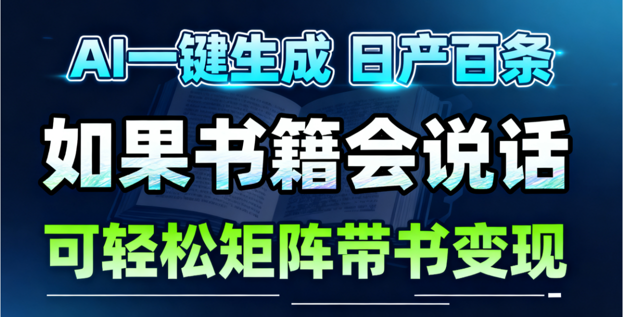 AI书籍会说话，轻松带书变现，月入3W+-鼎铸网