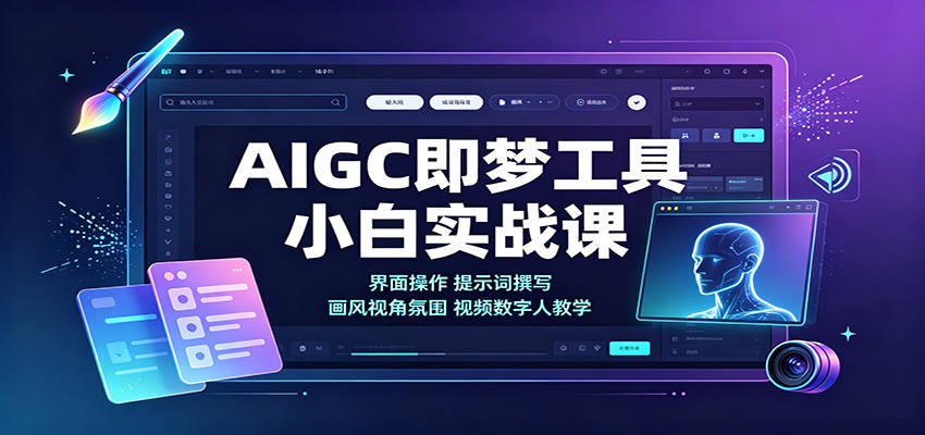 AIGC即梦工具小白实战课：界面操作，提示词撰写，画风视角氛围视频数字人教学-鼎铸网