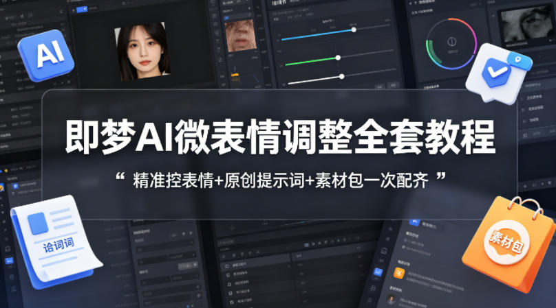 ddff2056dccd40d46587eb9080303e58.jpeg 即梦AI微表情调整全套教程,精准控表情+原创提示词+素材包一次配齐