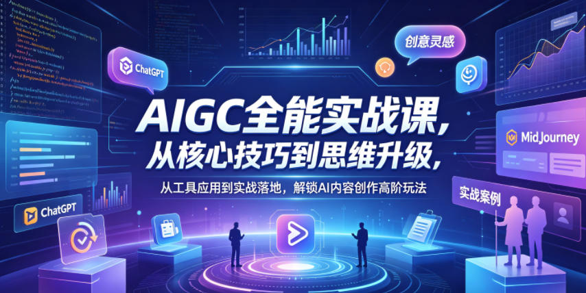 de0123e1107da5640b0019e2b61e5074.jpeg AIGC全能实战课,从核心技巧到思维升级,从工具应用到实战落地,解锁AI内容创作高阶玩法