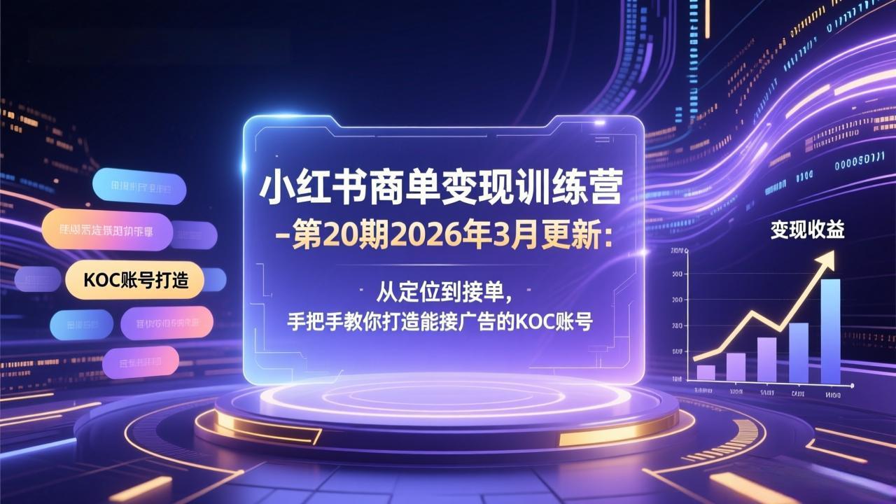 de112f6cf4df88e83b9ce214e72bdff5.jpeg 小红书商单变现训练营-第20期26年3月更新:从定位到接单,手把手教你打造能接广告的KOC账号