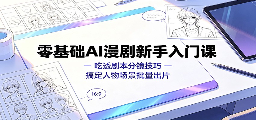 零基础AI漫剧新手入门课：吃透剧本分镜技巧，搞定人物场景批量出片-鼎铸网