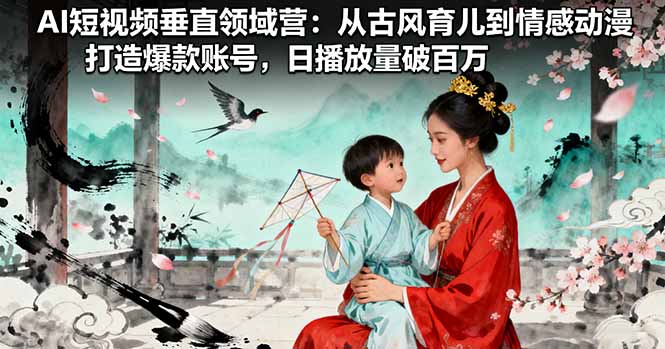 dece3ddb55f09976afcd844c57e5cbe3.jpeg AI短视频垂直领域营:从古风育儿到情感动漫,打造爆款账号,日播放量破百万