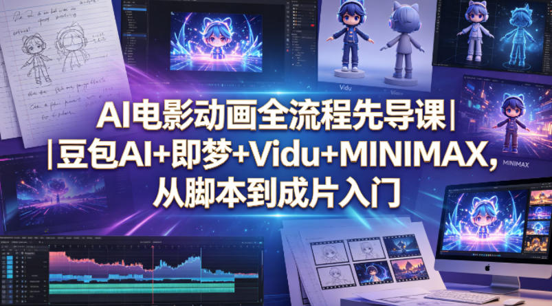 def928ba216bf09a0b5d4d92445a1705.jpeg AI电影动画全流程先导课|豆包AI+即梦+Vidu+MINIMAX,从脚本到成片入门