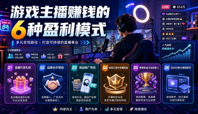 付费文章:游戏主播賺钱的6种盈利模式-鼎铸网