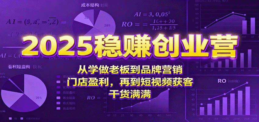 2025稳赚创业营：从学做老板到品牌营销、门店盈利，再到短视频获客，干货满满-鼎铸网