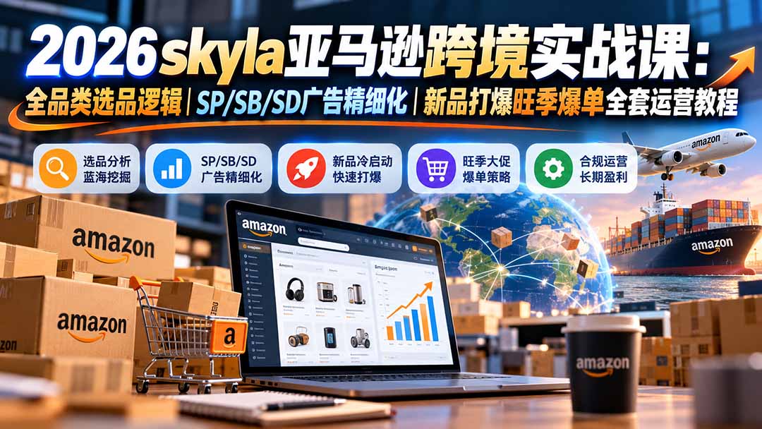 skyla亚马逊跨境实战课-更新1019：全品类选品逻辑｜SP/SB/SD广告精细化｜新品打爆旺季爆单全套运营教程-鼎铸网