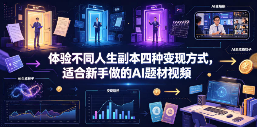 体验不同人生副本四种变现方式，适合新手做的AI题材视频-鼎铸网