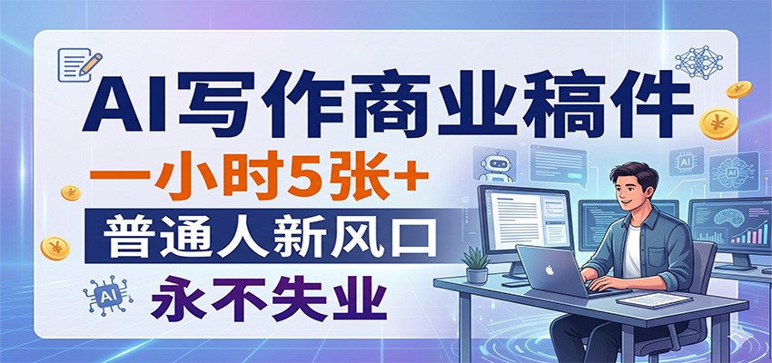 AI写作商业稿件,一小时5张+,普通人新风口,永不失业-鼎铸网
