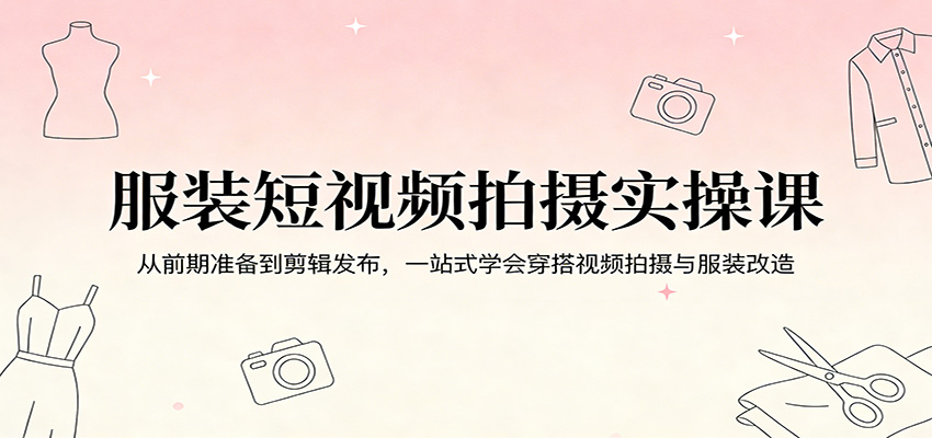 服装短视频拍摄实操课:从前期准备到剪辑发布,一站式学会穿搭视频拍摄与服装改造-鼎铸网