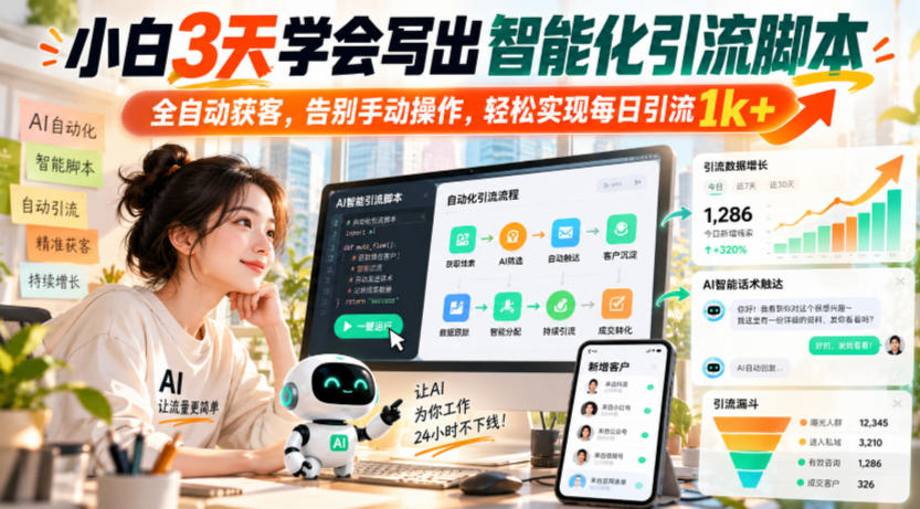 e193c71d9ce916ad730cfcf4a1b92fca.jpeg 小白3天学会写出智能化引流脚本,全自动获客,告别手动操作,轻松实现每日引流1k+