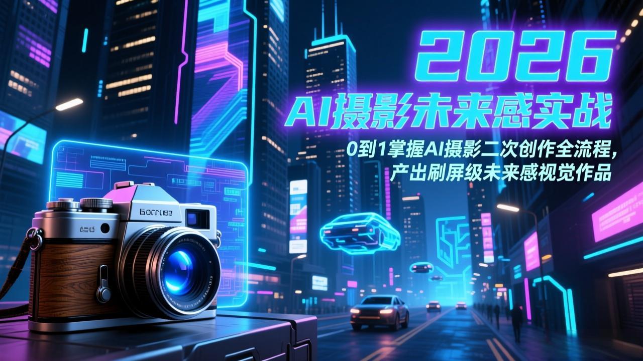 e1a27ba23f74dbefc97f54e6af5ab947.jpeg 2026 AI摄影未来感实战:0到1掌握AI摄影二次创作全流程,产出刷屏级未来感视觉作品