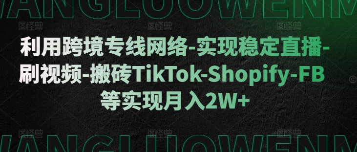 e1e38c8cf1837451f0eb34ad372ccf5a.jpeg 利用跨境专线网络-实现稳定直播-刷视频-搬砖TikTok-Shopify-FB等实现月入2W+【揭秘】