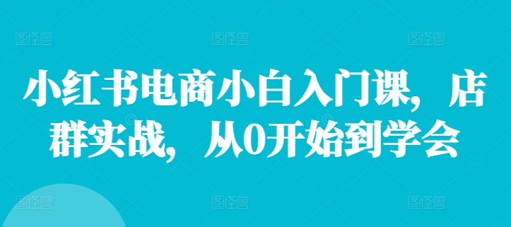e1ea09f068a75f37235842d1f8003aa7.jpeg 小红书电商小白入门课,店群实战,从0开始到学会