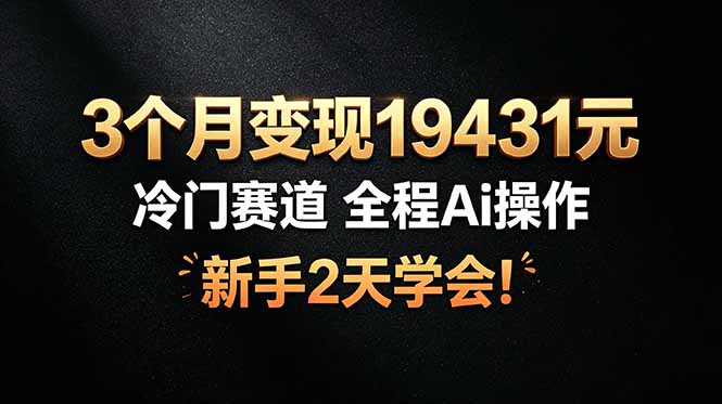 3个月变现19431元，冷门赛道 全程Ai操作，新手2天学会！-鼎铸网