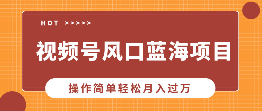 视频号风口蓝海项目，中老年人的流量密码，操作简单轻松月入过万-鼎铸网