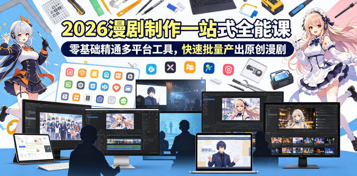 2026 AI漫剧制作一站式全能课,零基础精通多平台工具,快速批量产出原创漫剧-鼎铸网