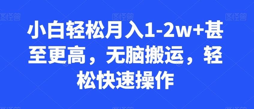 小白轻松月入1-2w+甚至更高，无脑搬运，轻松快速操作-鼎铸网